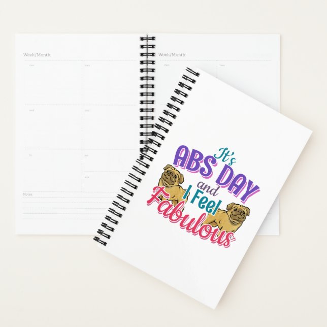 Abs Day Core Workout - Pug Dog Lover Planner (Display)