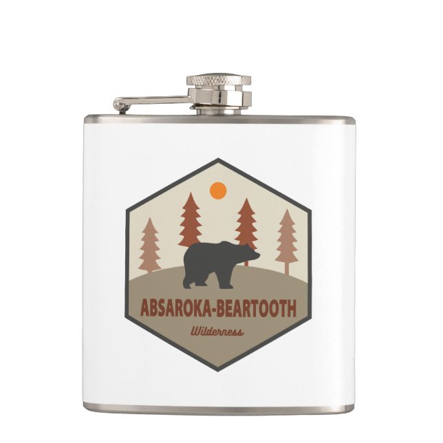 Absaroka - Beartooth Wilderness Bear Hip Flask (Front)