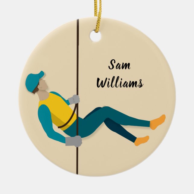 Abseiling Ceramic Ornament (Front)