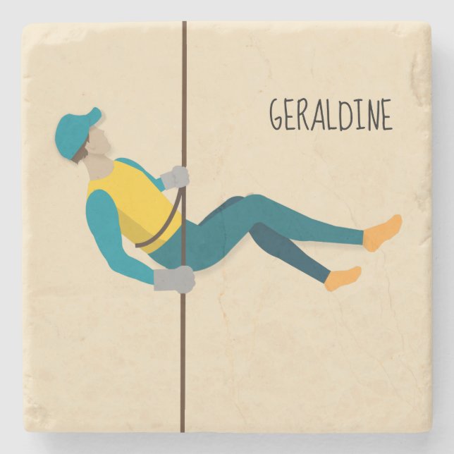 Abseiling Stone Coaster (Front)