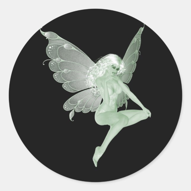 Absinthe Art Signature Green Fairy 1A Classic Round Sticker (Front)