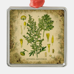 Absinthe Botanical Collage Metal Ornament