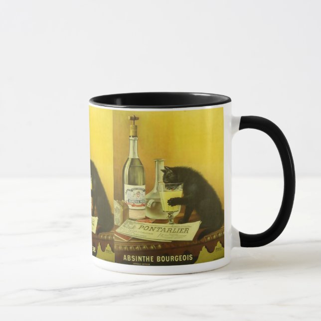 Absinthe Bourgeois and Cat Fine Vintage Poster Mug (Right)