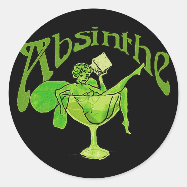 Absinthe Girl In Glass Classic Round Sticker (Front)