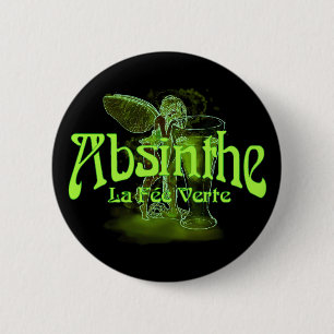 Absinthe La Fee Verte Fairy With Glass 2 Inch Round Button