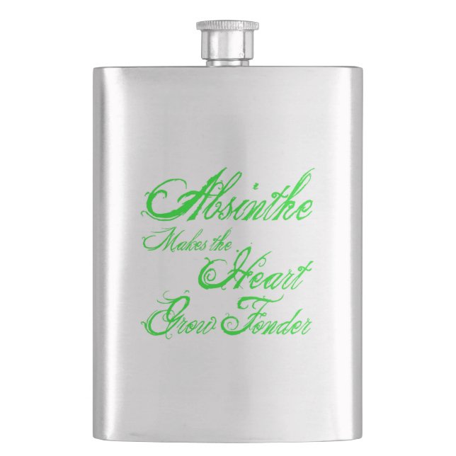 Absinthe makes the heart grow fonder hip flask (Front)