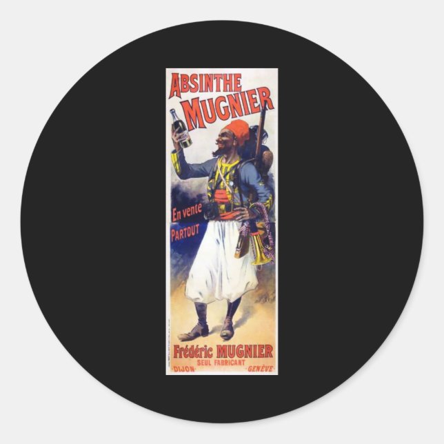 Absinthe Mugnier Classic Round Sticker (Front)