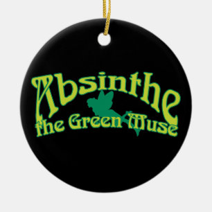 Absinthe Text The Green Muse Ceramic Ornament