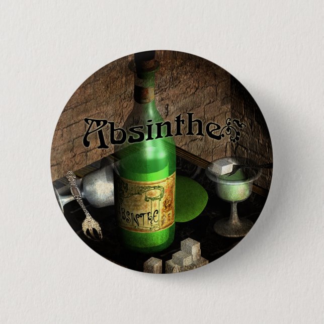 Absinthe Tray Still Life 2 Inch Round Button (Front)