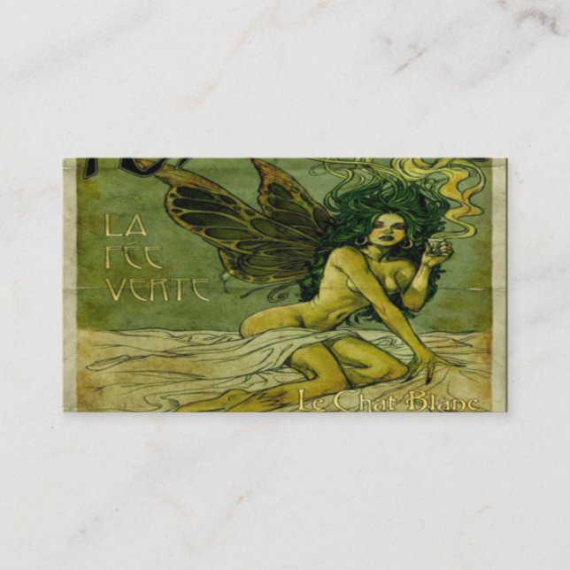 Absinthe Vintage Green Fairy Business Card (Front)