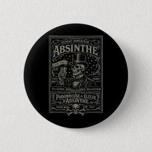 Absinthe Vintage Poster Skull Gentleman Gothic Art 2 Inch Round Button