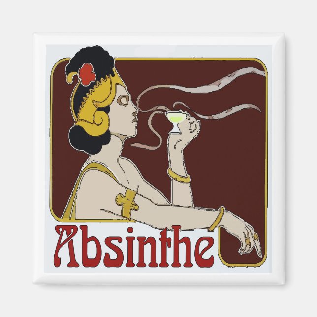 Absinthe, Woman Sipping Magnet (Front)