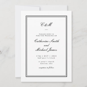 Absolute Classic Black and White Monogram Wedding Invitation