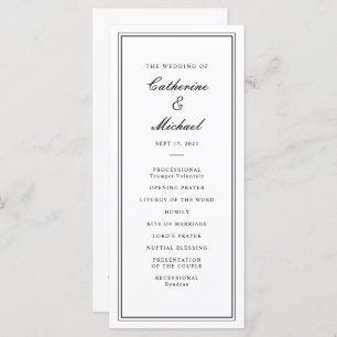 Absolute Classic Script Black and White Wedding Program