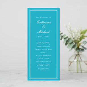 Absolute Classic Script Bright Aqua Wedding Program