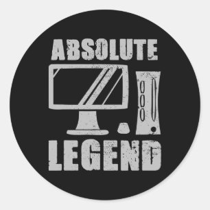 Absolute Legend Funny Video Game Player Quote Pc G Classic Round Sticker