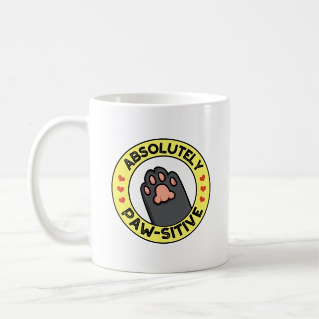 Absolutely Pawsitive Funny Paw Pun  Coffee Mug (Left)
