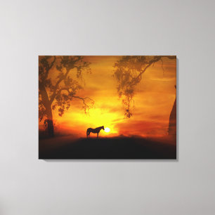 Absolutely Stunning Sunrise and Horse Canvas Art