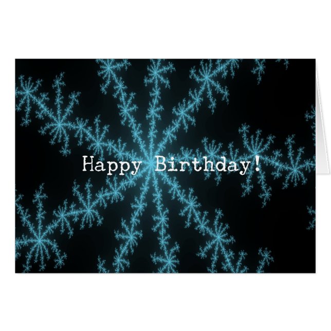 Abstact Blue Snowflake, Birthday (Front Horizontal)