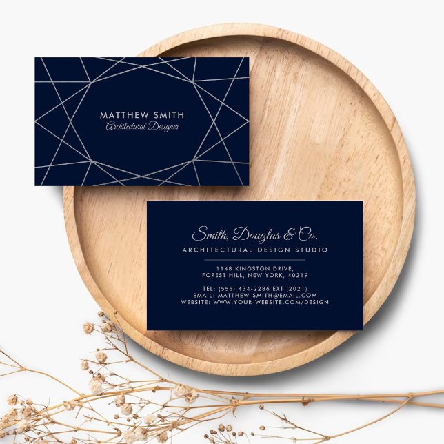 Abstact Geometric Silver Lines Modern Business Card (Creator Uploaded)