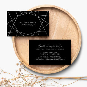 Abstact Geometric Silver Lines Modern Business Card