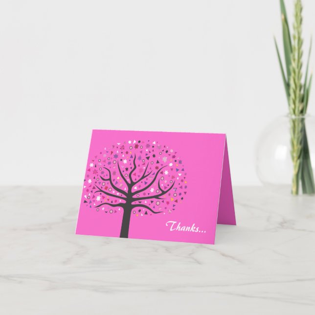 Abstact Tree of Life Baby Naming Thank You Card (Front)