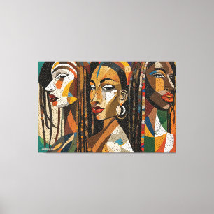ABSTR_24_003, Abstract Cubist Faces Art  Canvas Print