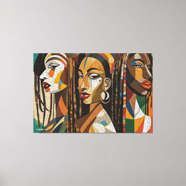 ABSTR_24_003, Abstract Cubist Faces Art  Canvas Print (Front)