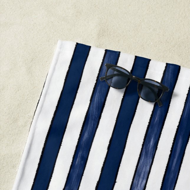 Abstrack Blue Stripes Seamless  Beach Towel (In Situ)