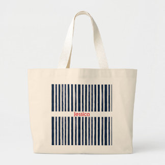 Abstrack navy Stripes Seamless Large Tote Bag