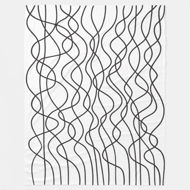 Abstract 010517 - Black on White Fleece Blanket (Front)