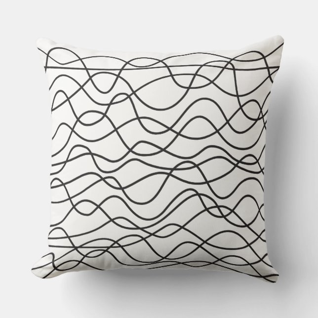 Abstract 010517 - Black on White Throw Pillow (Front)