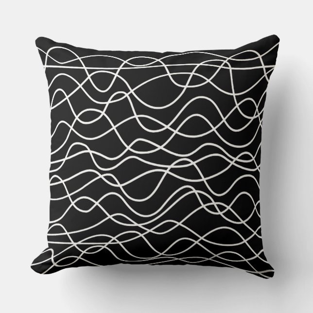 Abstract 010517 - White on Black Throw Pillow (Front)