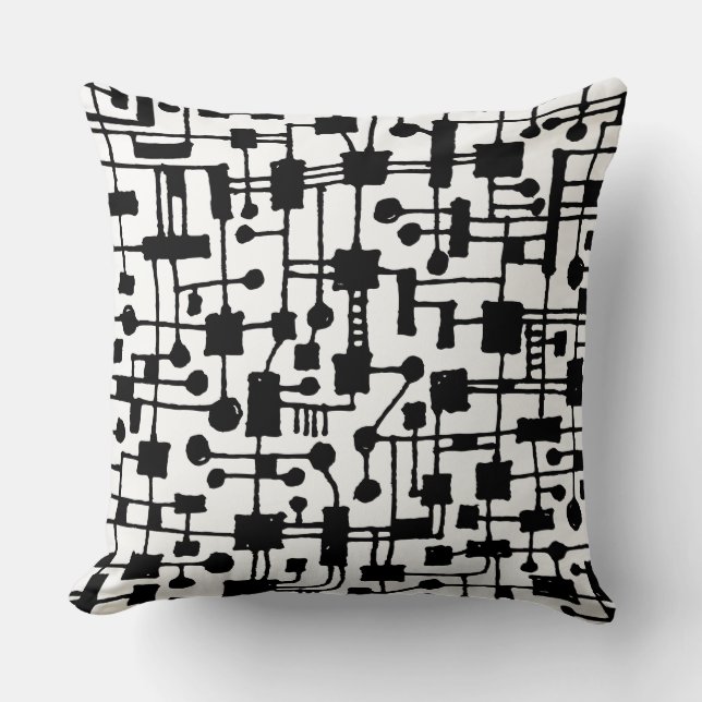 Abstract 020517 - Black on White Throw Pillow (Front)