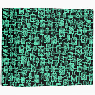 Abstract 041113 (2in) - Turquoise on Black Binder