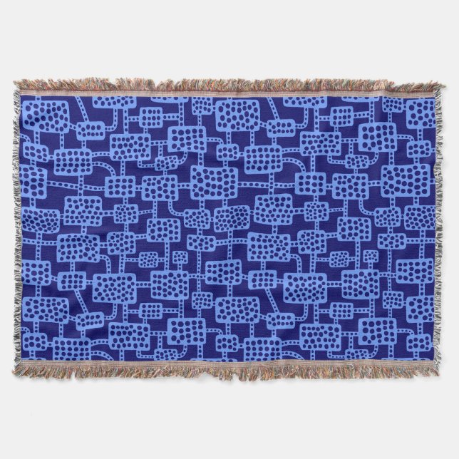 Abstract 041113 - Baby Blue on Deep Navy Throw Blanket (Front)