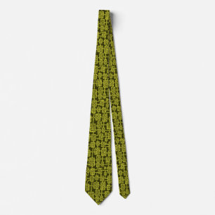 Abstract 041113 - Banana Yellow on Deep Olive Tie