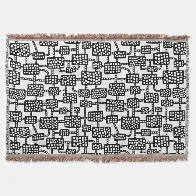 Abstract 041113 - Black on White Throw Blanket (Front)