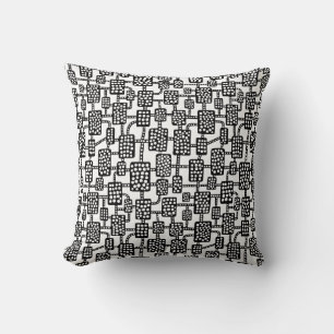 Abstract 041113 - Black on White Throw Pillow