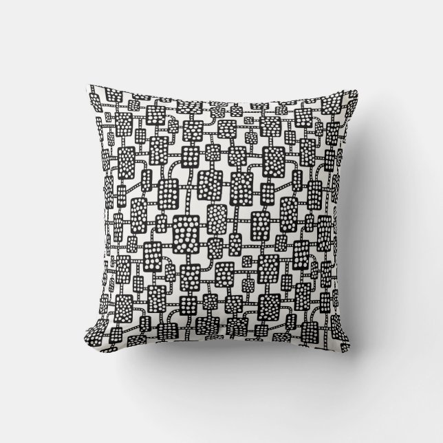 Abstract 041113 - Black on White Throw Pillow (Front)