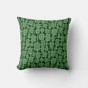 Abstract 041113 - Faded Green on Dark Forest Green Throw Pillow