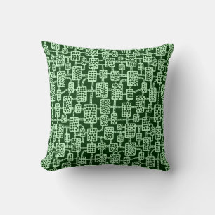 Abstract 041113 - Ghost Green on Dark Forest Green Throw Pillow