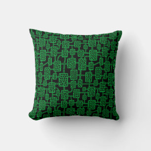 Abstract 041113 - Grass Green on Black Throw Pillow