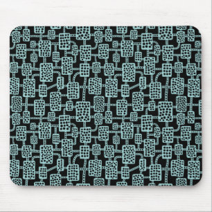Abstract 041113 - Light Blue Green on Black Mouse Pad