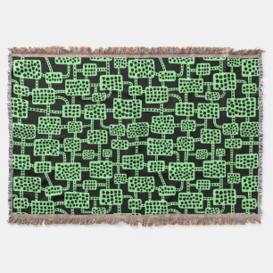 Abstract 041113 - Mint Green on Black Throw Blanket