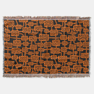 Abstract 041113 - Orange on Black Throw Blanket