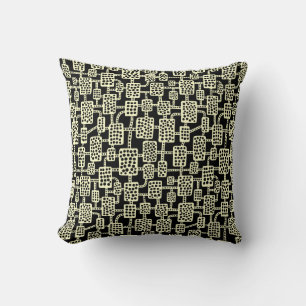 Abstract 041113 - Pale Yellow on Black Throw Pillow