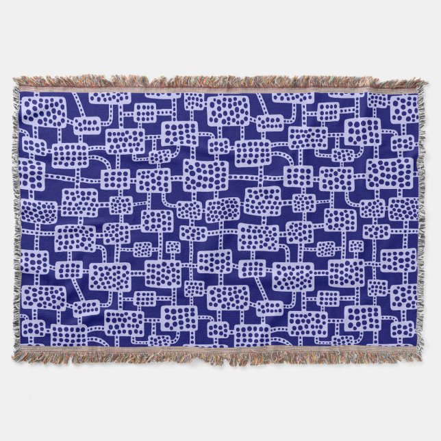 Abstract 041113 - Powder Blue on Deep Navy Throw Blanket (Front)