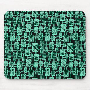 Abstract 041113 - Turquoise on Black Mouse Pad