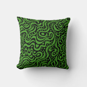 Abstract 041211 - Avocado on Black Throw Pillow
